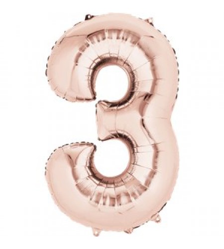 BALÃO ROSE GOLD NUMERO 3